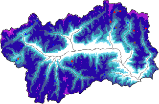 Hauter de neige + données de station automatiques (AWS) + données Modello 1 AINEVA (MOD1) au-dessus de 2000 m