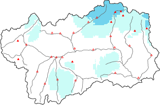 New snow in the last 24h + Modello 1 AINEVA (MOD1) data