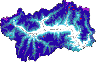 Hauter de neige + données de station automatiques (AWS) + données Modello 1 AINEVA (MOD1) au-dessus de 2000 m