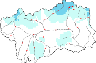 Neige fraîche dans les dernières 72h + données Modello 1 AINEVA (MOD1)