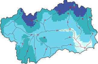 New snow in the last 72h + Modello 1 AINEVA (MOD1) data