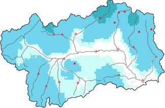 New snow in the last 72h + Modello 1 AINEVA (MOD1) data