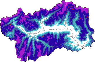 Snow depth + automatic weather station data (AWS) + Modello 1 AINEVA (MOD1) data above 2000 m