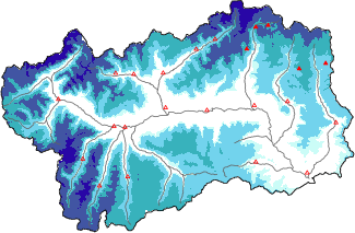 Neige fraîche dans les dernières 72h + données Modello 1 AINEVA (MOD1)