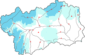 Neige fraîche dans les dernières 72h + données Modello 1 AINEVA (MOD1)