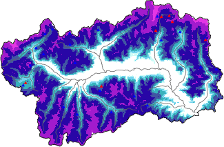 Hauter de neige + données de station automatiques (AWS) + données Modello 1 AINEVA (MOD1) au-dessus de 2000 m