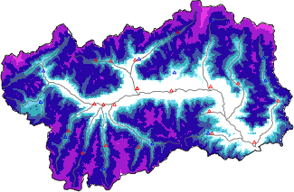 Altezza neve al suolo + dati stazioni automatiche (AWS) e Modelli 1 AINEVA (MOD1) sotto i 2000 m