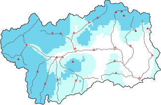 New snow in the last 24h + Modello 1 AINEVA (MOD1) data