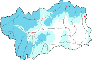 New snow in the last 72h + Modello 1 AINEVA (MOD1) data