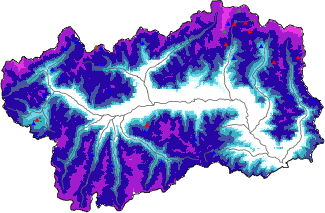 Snow depth + automatic weather station data (AWS) + Modello 1 AINEVA (MOD1) data above 2000 m