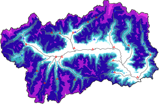 Snow depth + automatic weather station data (AWS) + Modello 1 AINEVA (MOD1) data below 2000 m