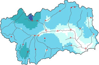 New snow in the last 72h + Modello 1 AINEVA (MOD1) data