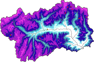 Snow depth + automatic weather station data (AWS) + Modello 1 AINEVA (MOD1) data above 2000 m