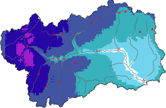 New snow in the last 72h + Modello 1 AINEVA (MOD1) data