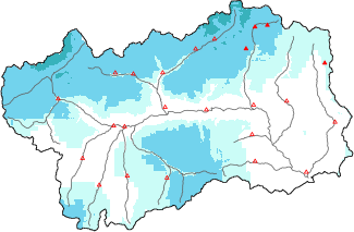 New snow in the last 24h + Modello 1 AINEVA (MOD1) data