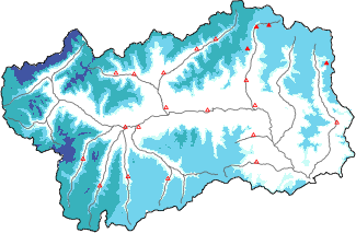 Neige fraîche dans les dernières 72h + données Modello 1 AINEVA (MOD1)