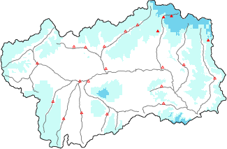 New snow in the last 24h + Modello 1 AINEVA (MOD1) data