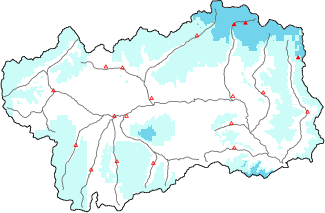 New snow in the last 72h + Modello 1 AINEVA (MOD1) data