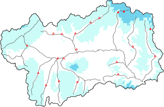 Neige fraîche dans les dernières 72h + données Modello 1 AINEVA (MOD1)