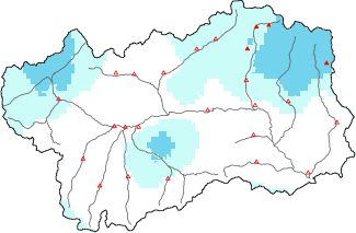 New snow in the last 24h + Modello 1 AINEVA (MOD1) data