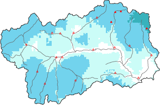 Neige fraîche dans les dernières 72h + données Modello 1 AINEVA (MOD1)