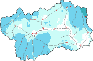 Neige fraîche dans les dernières 72h + données Modello 1 AINEVA (MOD1)