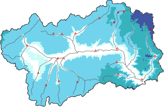 New snow in the last 72h + Modello 1 AINEVA (MOD1) data