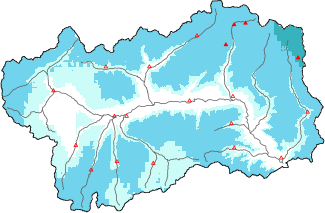 Neige fraîche dans les dernières 72h + données Modello 1 AINEVA (MOD1)