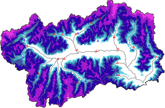 Altezza neve al suolo + dati stazioni automatiche (AWS) e Modelli 1 AINEVA (MOD1) sotto i 2000 m