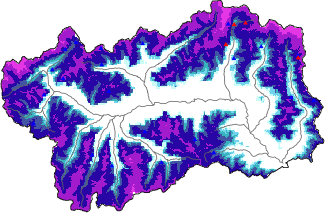 Hauter de neige + données de station automatiques (AWS) + données Modello 1 AINEVA (MOD1) au-dessus de 2000 m