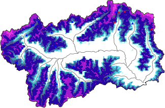 Hauter de neige + données de station automatiques (AWS) + données Modello 1 AINEVA (MOD1) au-dessus de 2000 m