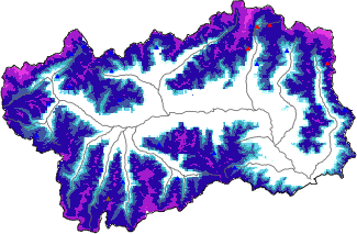 Altezza neve al suolo + dati stazioni automatiche (AWS) e Modelli 1 AINEVA (MOD1) oltre i 2000 m