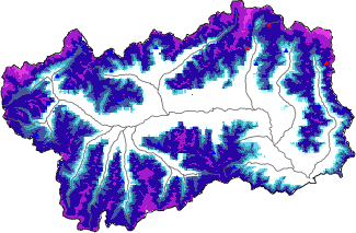 Snow depth + automatic weather station data (AWS) + Modello 1 AINEVA (MOD1) data above 2000 m