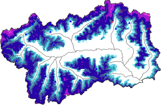 Hauter de neige + données de station automatiques (AWS) + données Modello 1 AINEVA (MOD1) au-dessus de 2000 m