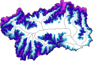 Altezza neve al suolo + dati stazioni automatiche (AWS) e Modelli 1 AINEVA (MOD1) oltre i 2000 m