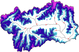 Hauter de neige + données de station automatiques (AWS) + données Modello 1 AINEVA (MOD1) au-dessous de 2000 m