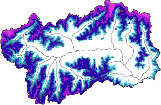 Altezza neve al suolo + dati stazioni automatiche (AWS) e Modelli 1 AINEVA (MOD1) oltre i 2000 m