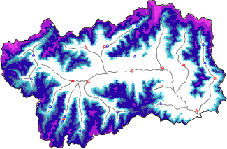 Altezza neve al suolo + dati stazioni automatiche (AWS) e Modelli 1 AINEVA (MOD1) sotto i 2000 m