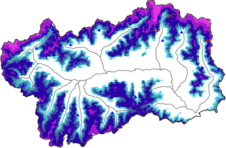 Hauter de neige + données de station automatiques (AWS) + données Modello 1 AINEVA (MOD1) au-dessus de 2000 m