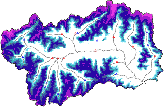 Hauter de neige + données de station automatiques (AWS) + données Modello 1 AINEVA (MOD1) au-dessous de 2000 m