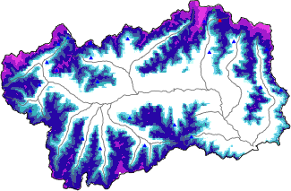 Altezza neve al suolo + dati stazioni automatiche (AWS) e Modelli 1 AINEVA (MOD1) oltre i 2000 m