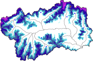 Snow depth + automatic weather station data (AWS) + Modello 1 AINEVA (MOD1) data above 2000 m