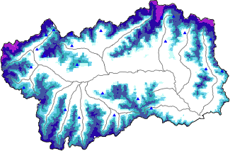 Altezza neve al suolo + dati stazioni automatiche (AWS) e Modelli 1 AINEVA (MOD1) oltre i 2000 m