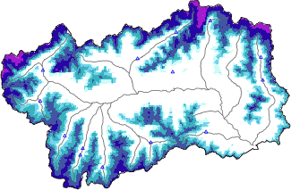 Snow depth + automatic weather station data (AWS) + Modello 1 AINEVA (MOD1) data below 2000 m