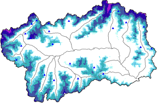 Altezza neve al suolo + dati stazioni automatiche (AWS) e Modelli 1 AINEVA (MOD1) oltre i 2000 m