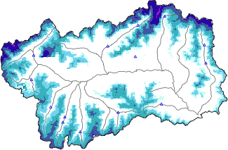 Altezza neve al suolo + dati stazioni automatiche (AWS) e Modelli 1 AINEVA (MOD1) sotto i 2000 m