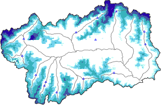 Altezza neve al suolo + dati stazioni automatiche (AWS) e Modelli 1 AINEVA (MOD1) sotto i 2000 m