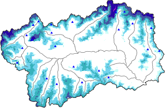 Hauter de neige + données de station automatiques (AWS) + données Modello 1 AINEVA (MOD1) au-dessus de 2000 m