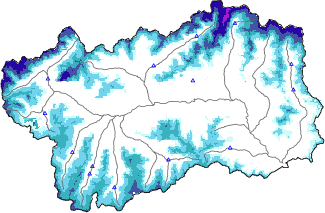 Hauter de neige + données de station automatiques (AWS) + données Modello 1 AINEVA (MOD1) au-dessous de 2000 m