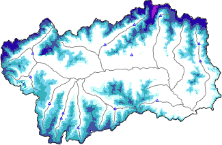 Hauter de neige + données de station automatiques (AWS) + données Modello 1 AINEVA (MOD1) au-dessous de 2000 m